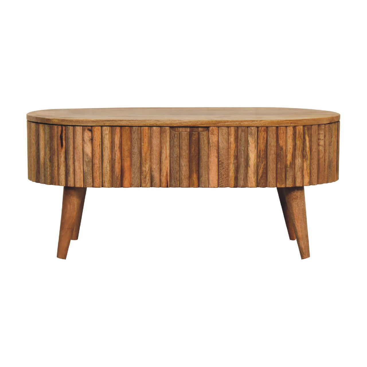 Slatted Storage Coffee Table In Solid Wood - Wood Velvet