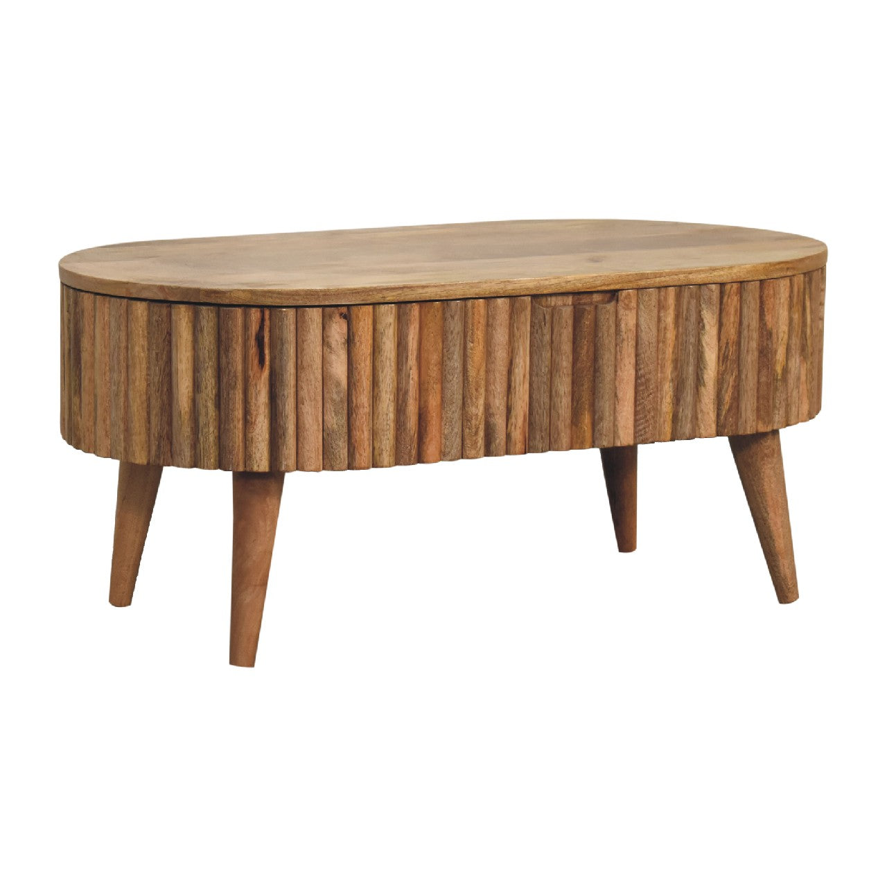 Slatted Storage Coffee Table In Solid Wood - Wood Velvet
