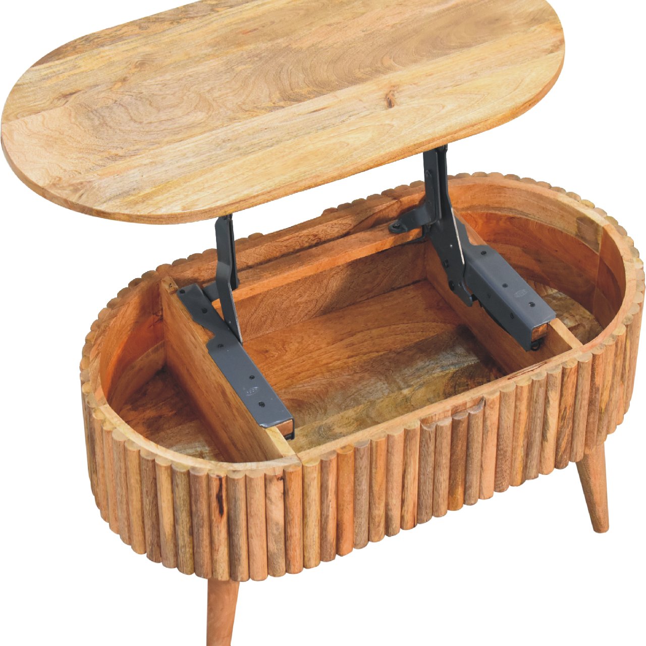 Slatted Storage Coffee Table In Solid Wood - Wood Velvet