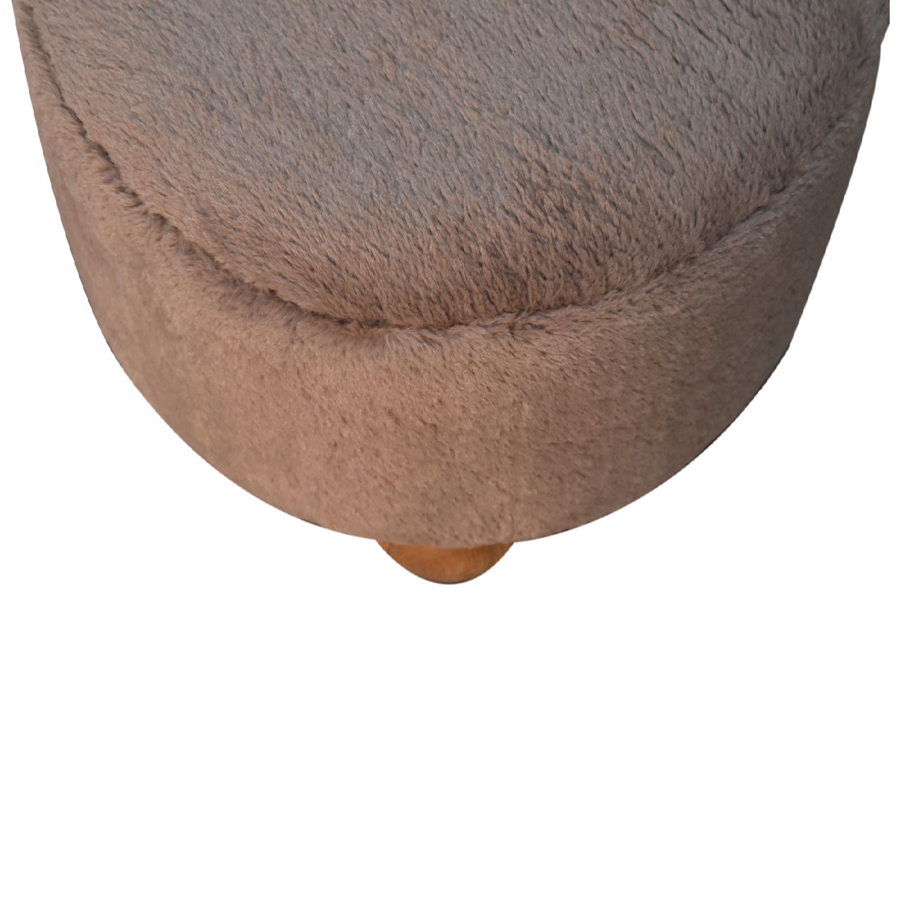Round Footstool In Mocha Faux Fur - Wood Velvet