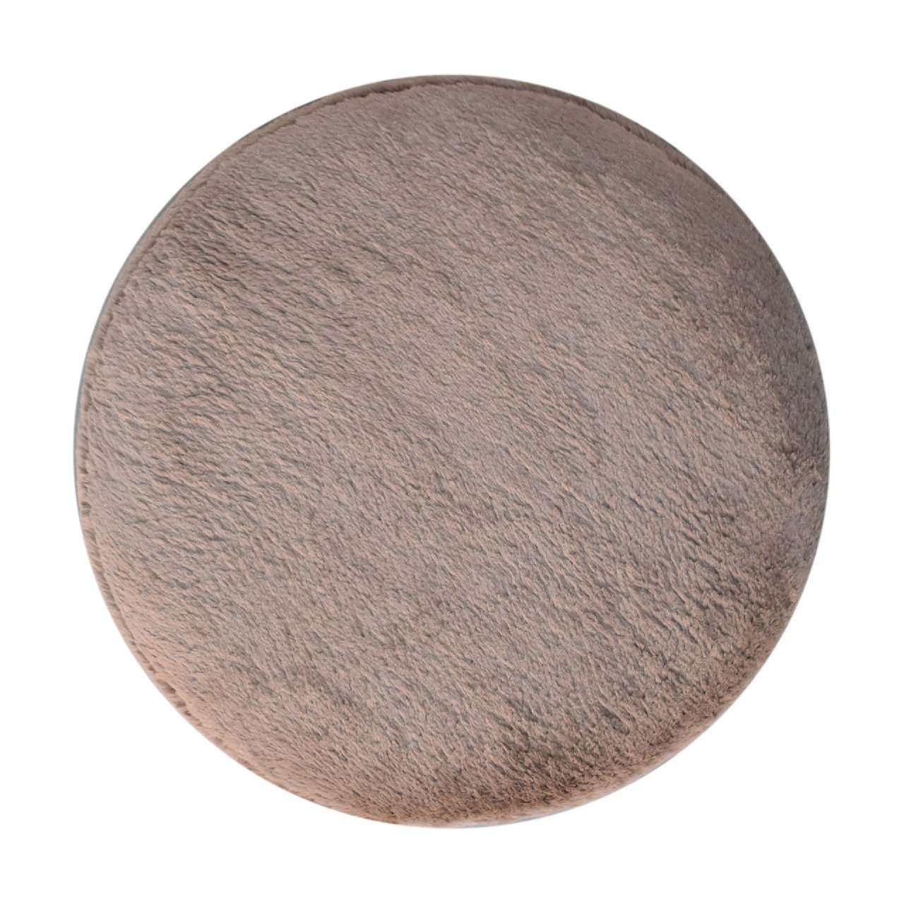 Round Footstool In Mocha Faux Fur - Wood Velvet