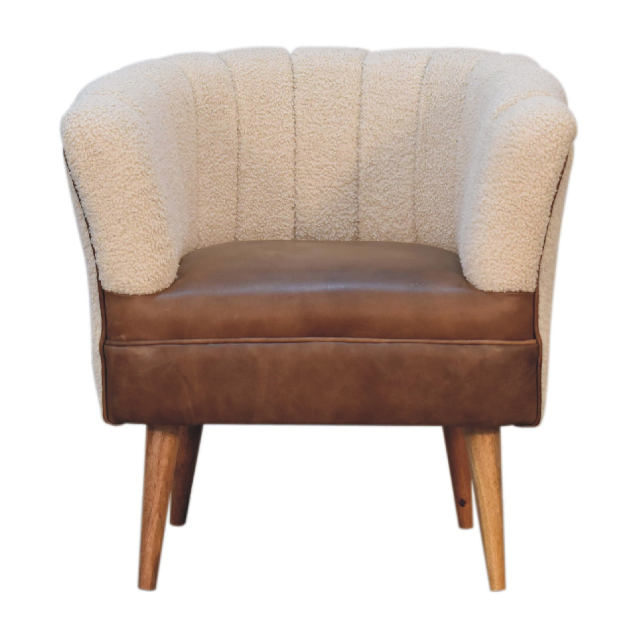 Boucle Cream Buffalo Hide Armchair - Wood Velvet