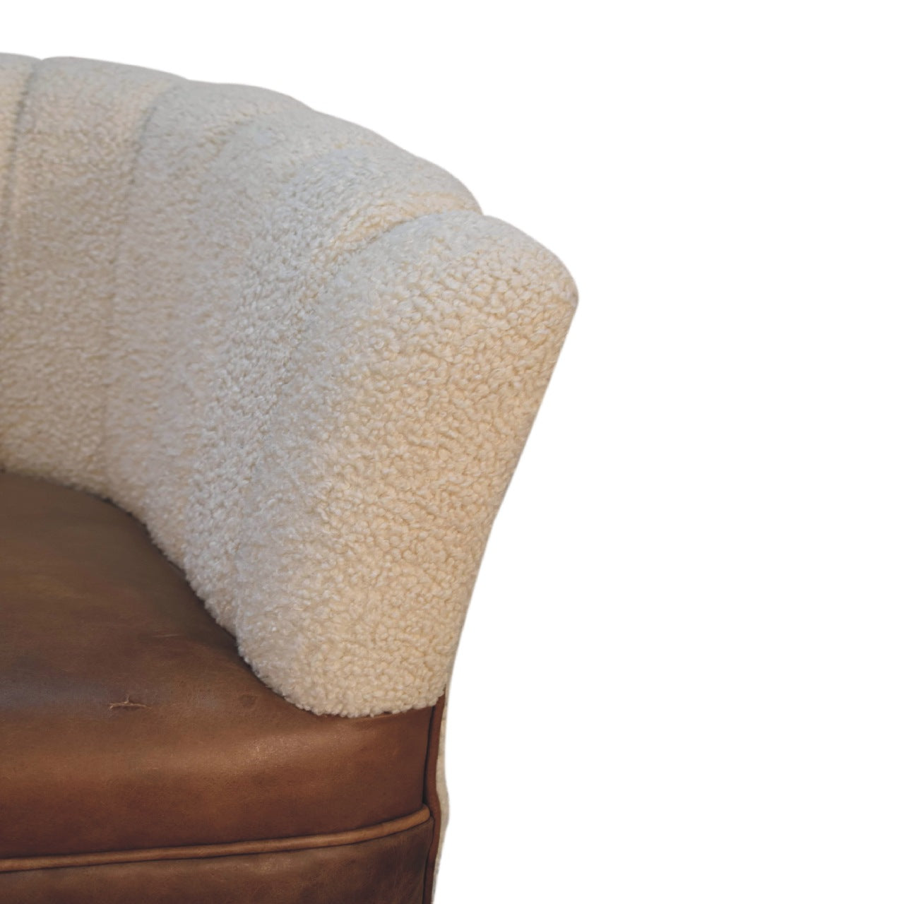 Boucle Cream Buffalo Hide Armchair - Wood Velvet