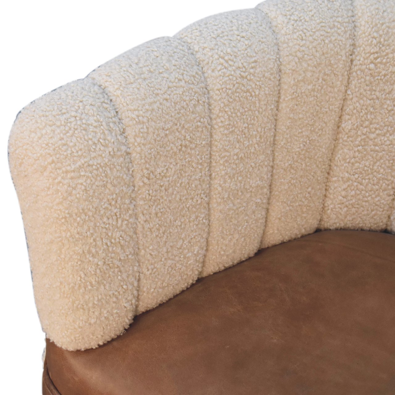 Boucle Cream Buffalo Hide Armchair - Wood Velvet