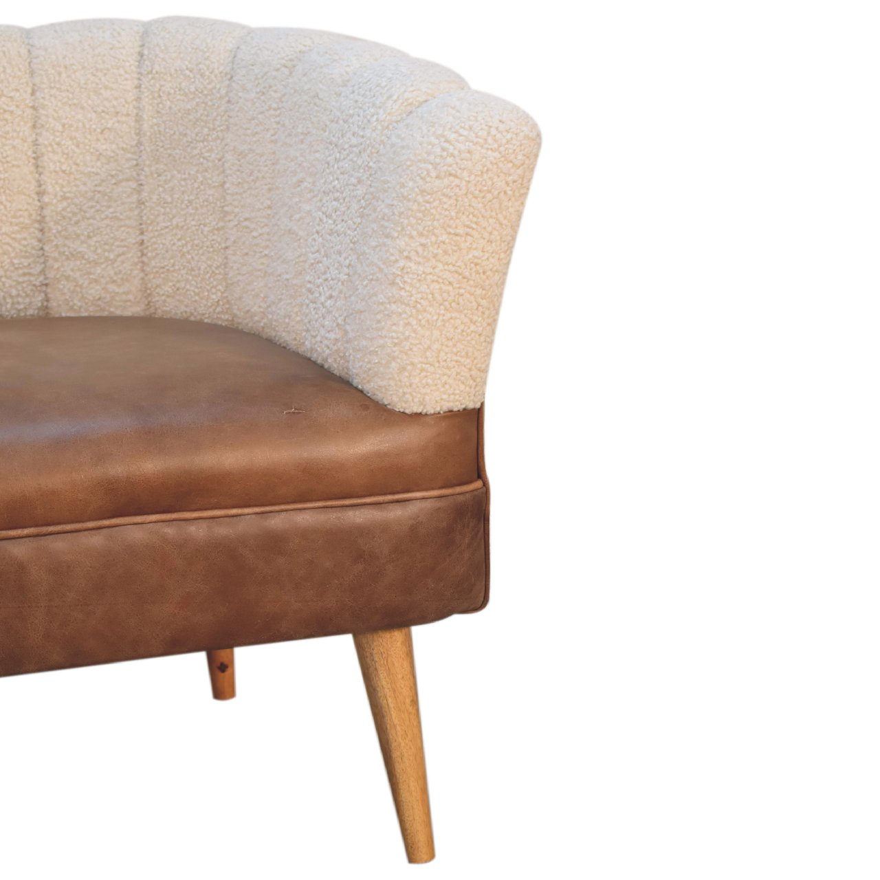 Boucle Cream Buffalo Hide Armchair - Wood Velvet