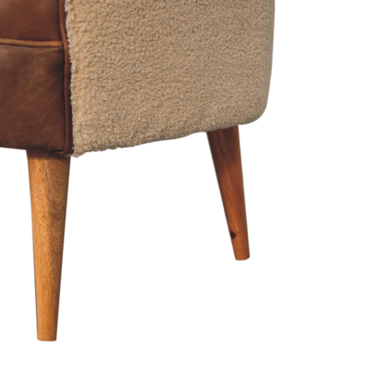 Boucle Cream Buffalo Hide Armchair - Wood Velvet