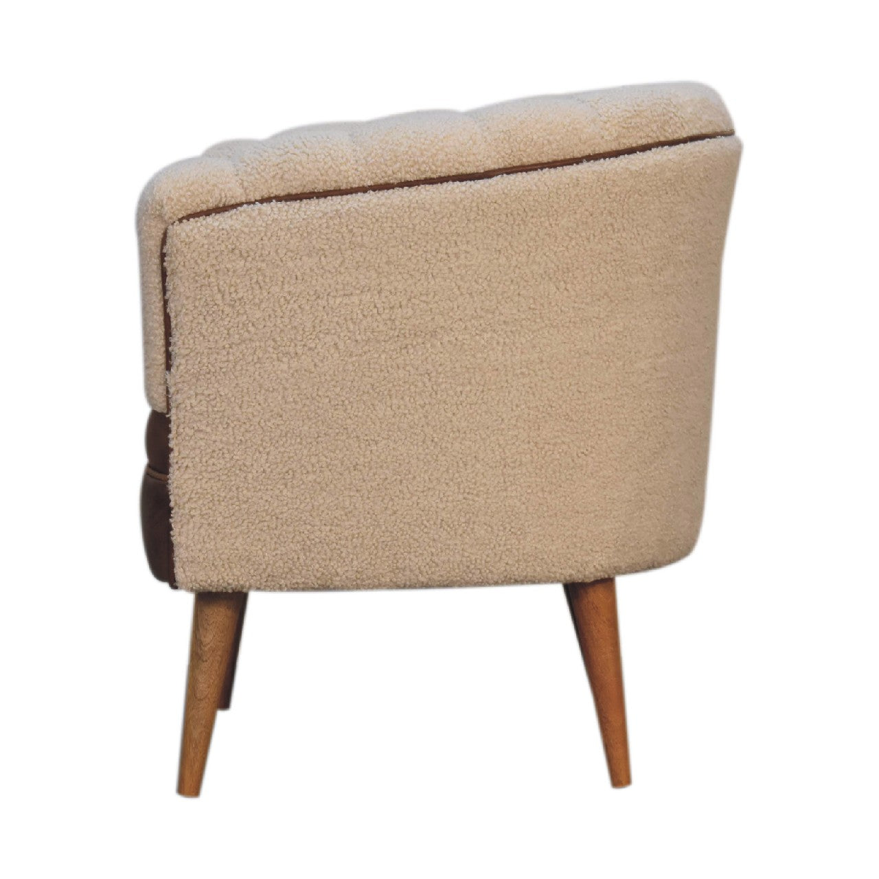 Boucle Cream Buffalo Hide Armchair - Wood Velvet