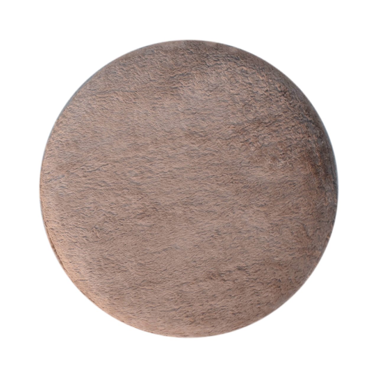 Round Footstool Mocha Faux Fur - Wood Velvet