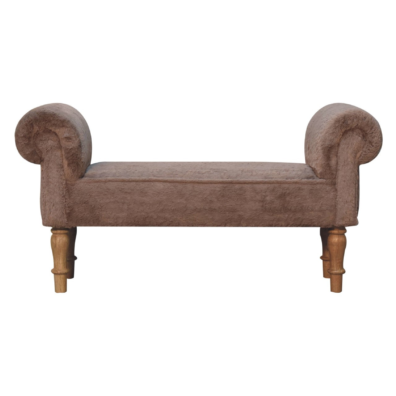 Hallway Bench Seat In Mocha Faux Fur - Wood Velvet
