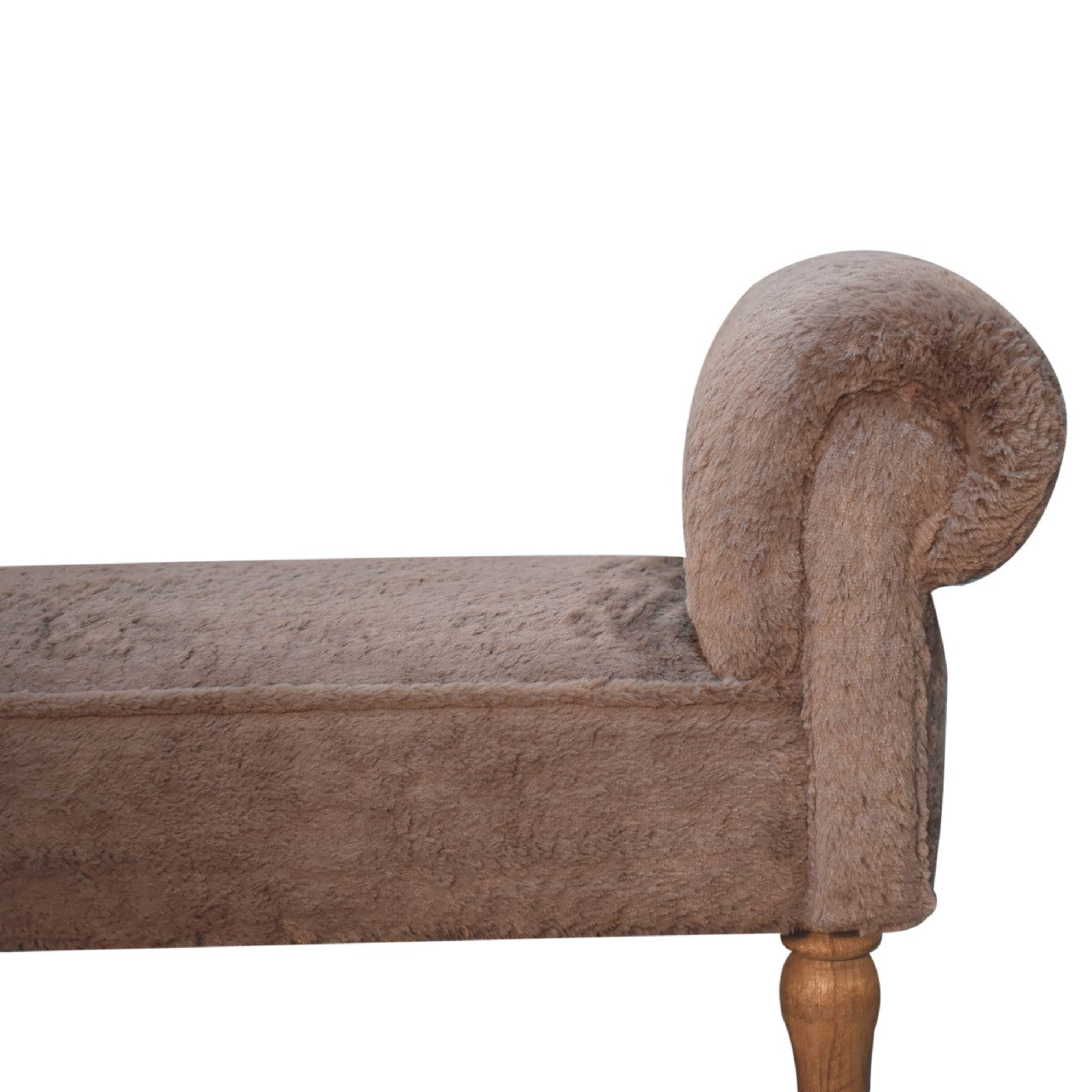 Hallway Bench Seat In Mocha Faux Fur - Wood Velvet