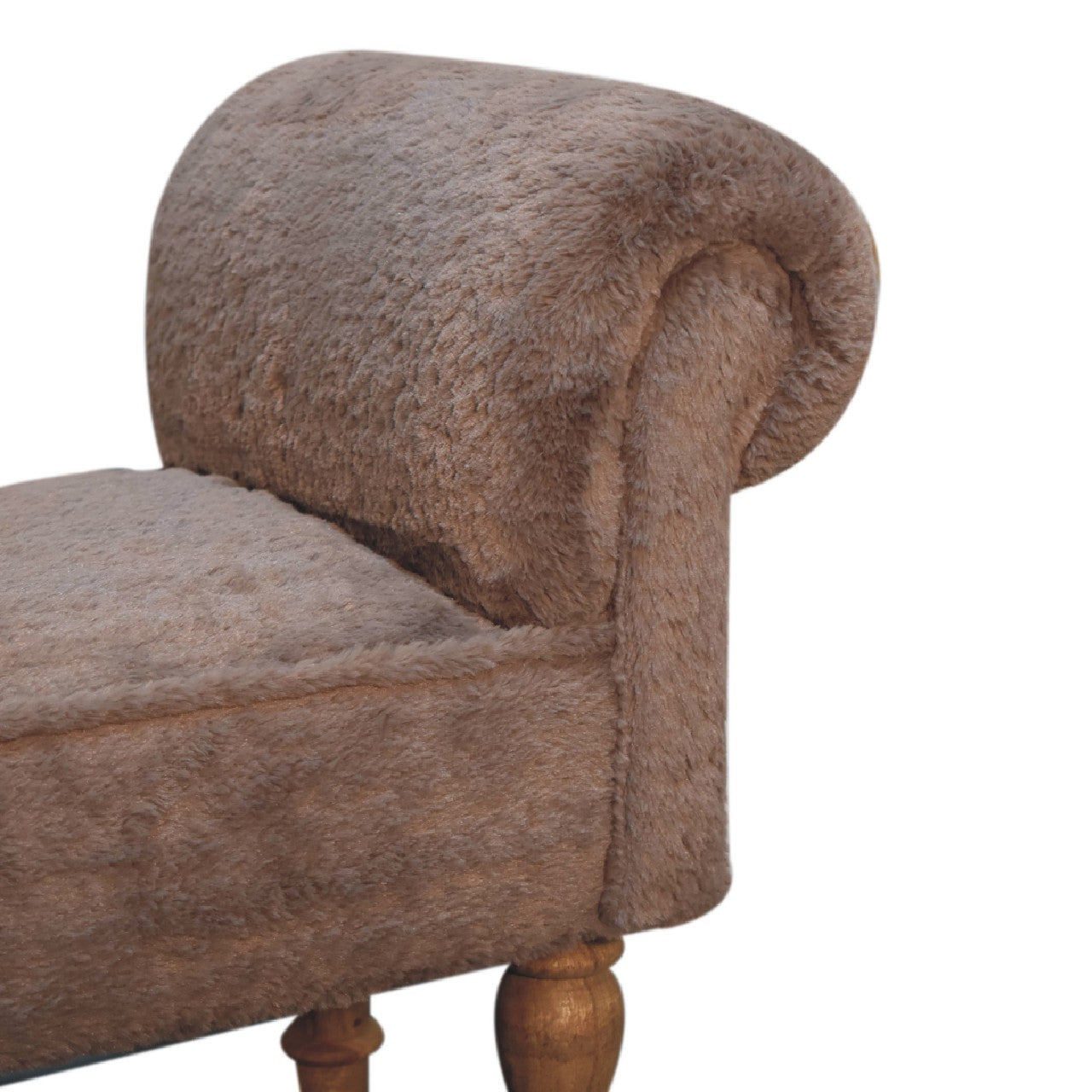 Hallway Bench Seat In Mocha Faux Fur - Wood Velvet