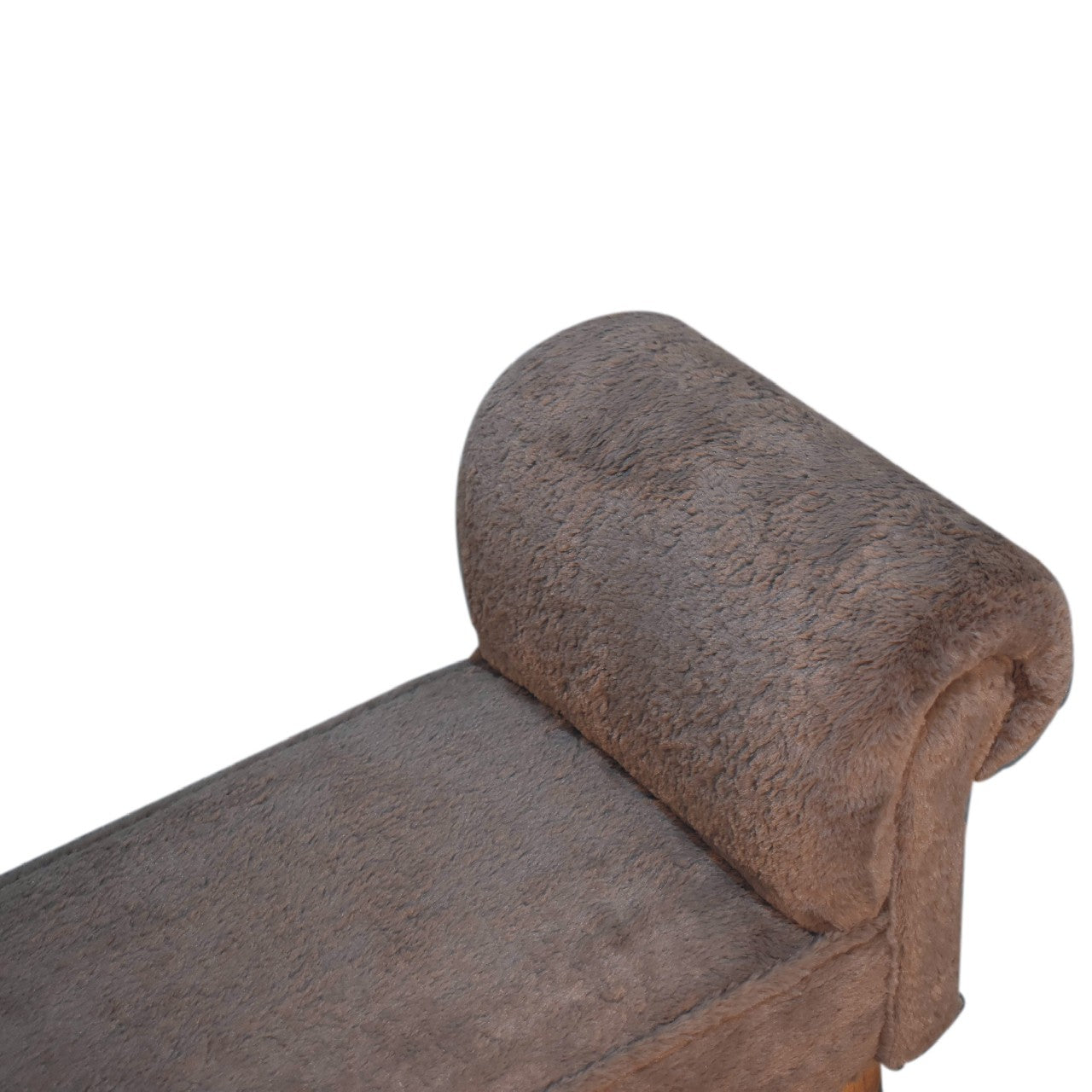 Hallway Bench Seat In Mocha Faux Fur - Wood Velvet