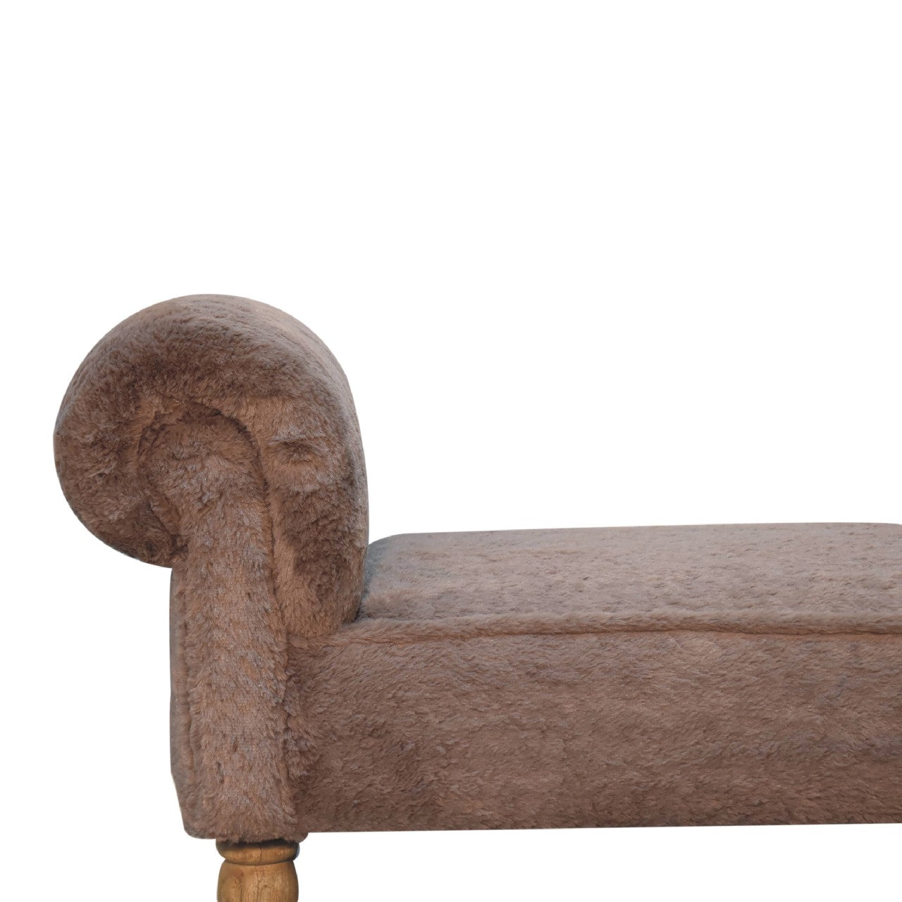 Hallway Bench Seat In Mocha Faux Fur - Wood Velvet