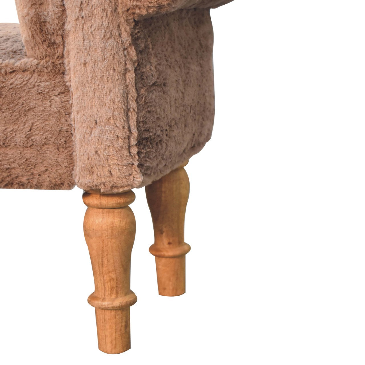 Hallway Bench Seat In Mocha Faux Fur - Wood Velvet