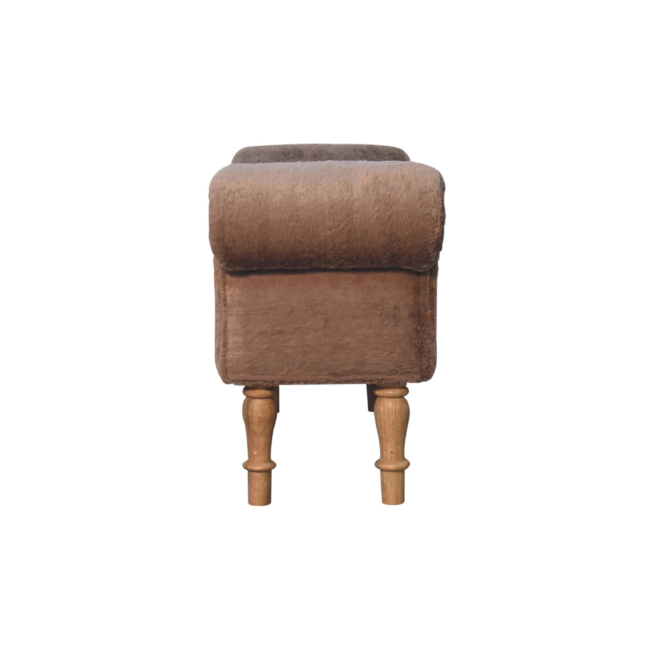 Hallway Bench Seat In Mocha Faux Fur - Wood Velvet