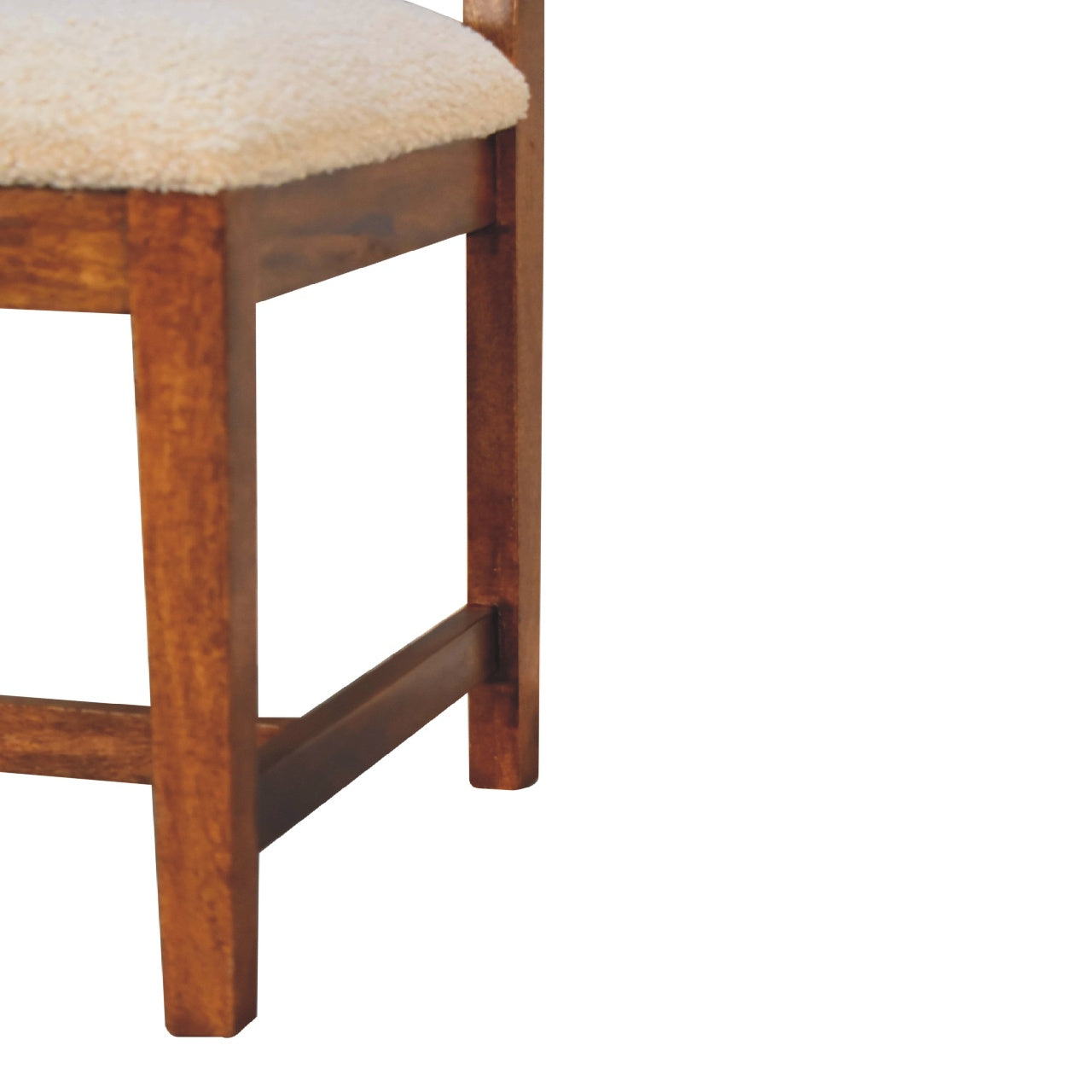 Solid Wood Rattan-back Chair In Cream Boucle | Hand Crafted Mango Wood | - Wood Velvet