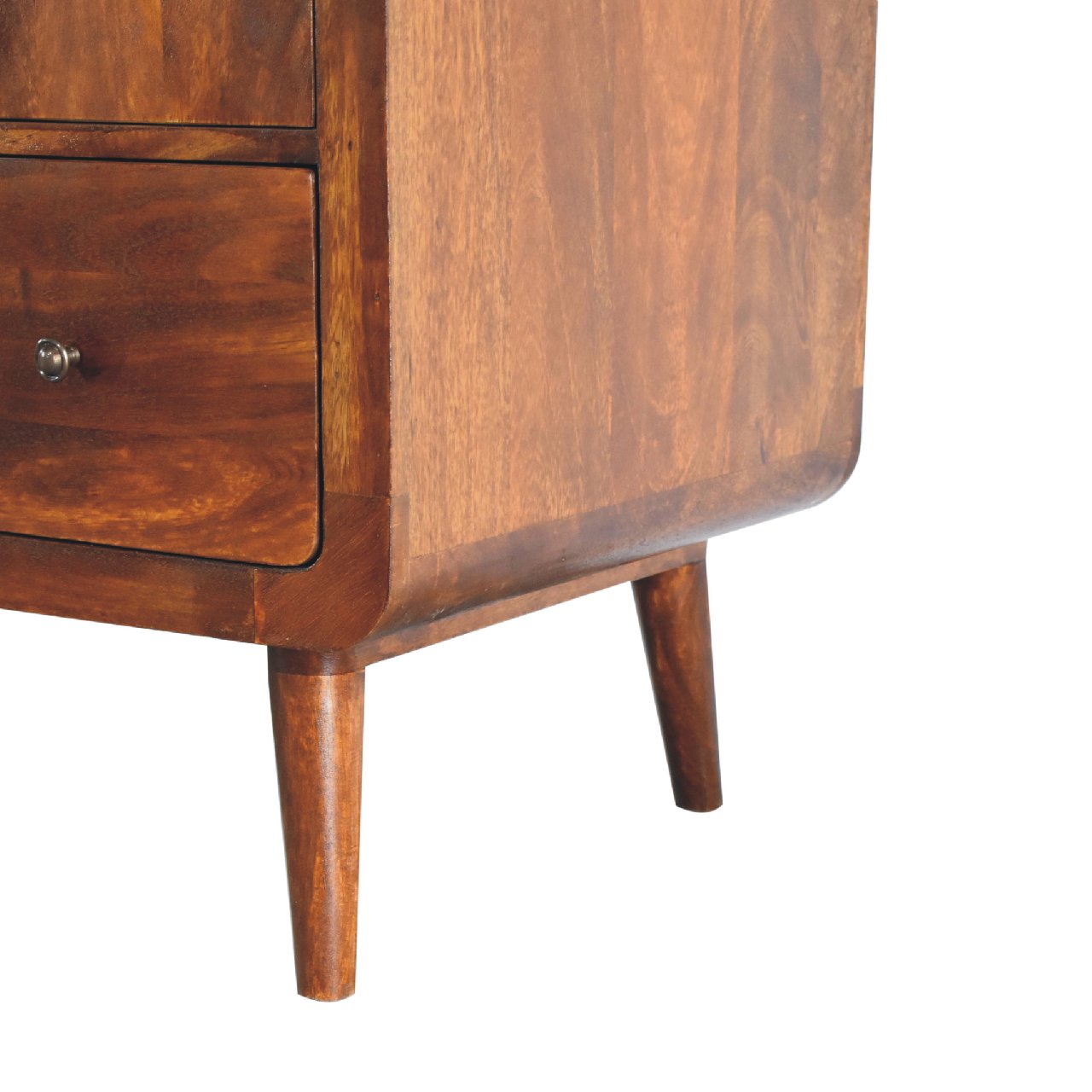 Curved Solid Wood Double Wardrobe In Chestnut Brown - Wood Velvet