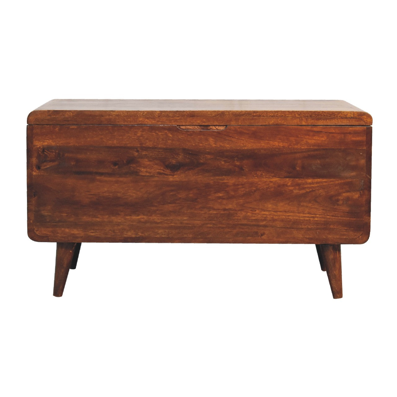 Curved Solid Wood Blanket Box In Chestnut Brown - Wood Velvet