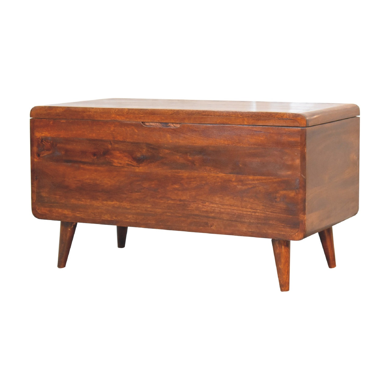 Curved Solid Wood Blanket Box In Chestnut Brown - Wood Velvet