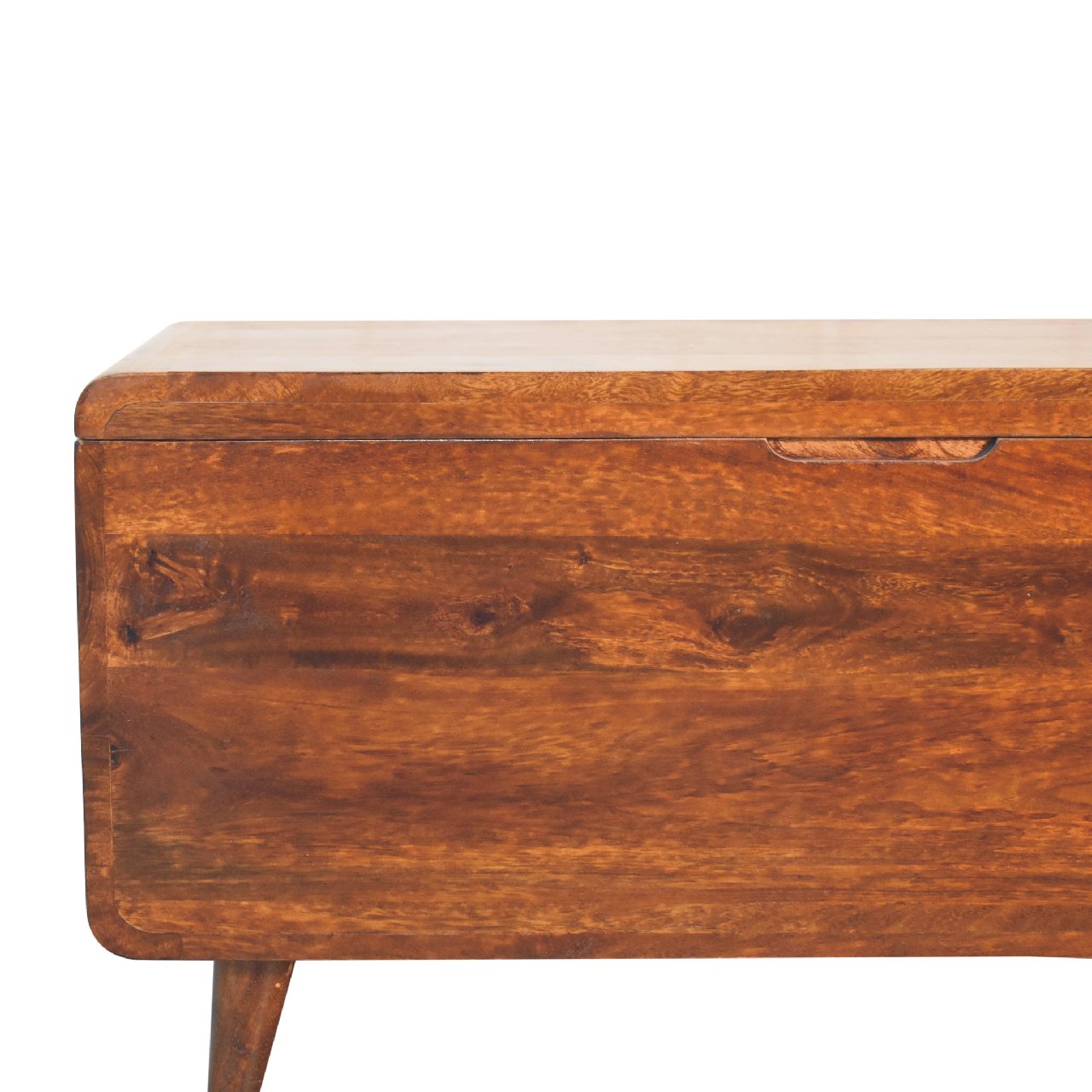 Curved Solid Wood Blanket Box In Chestnut Brown - Wood Velvet