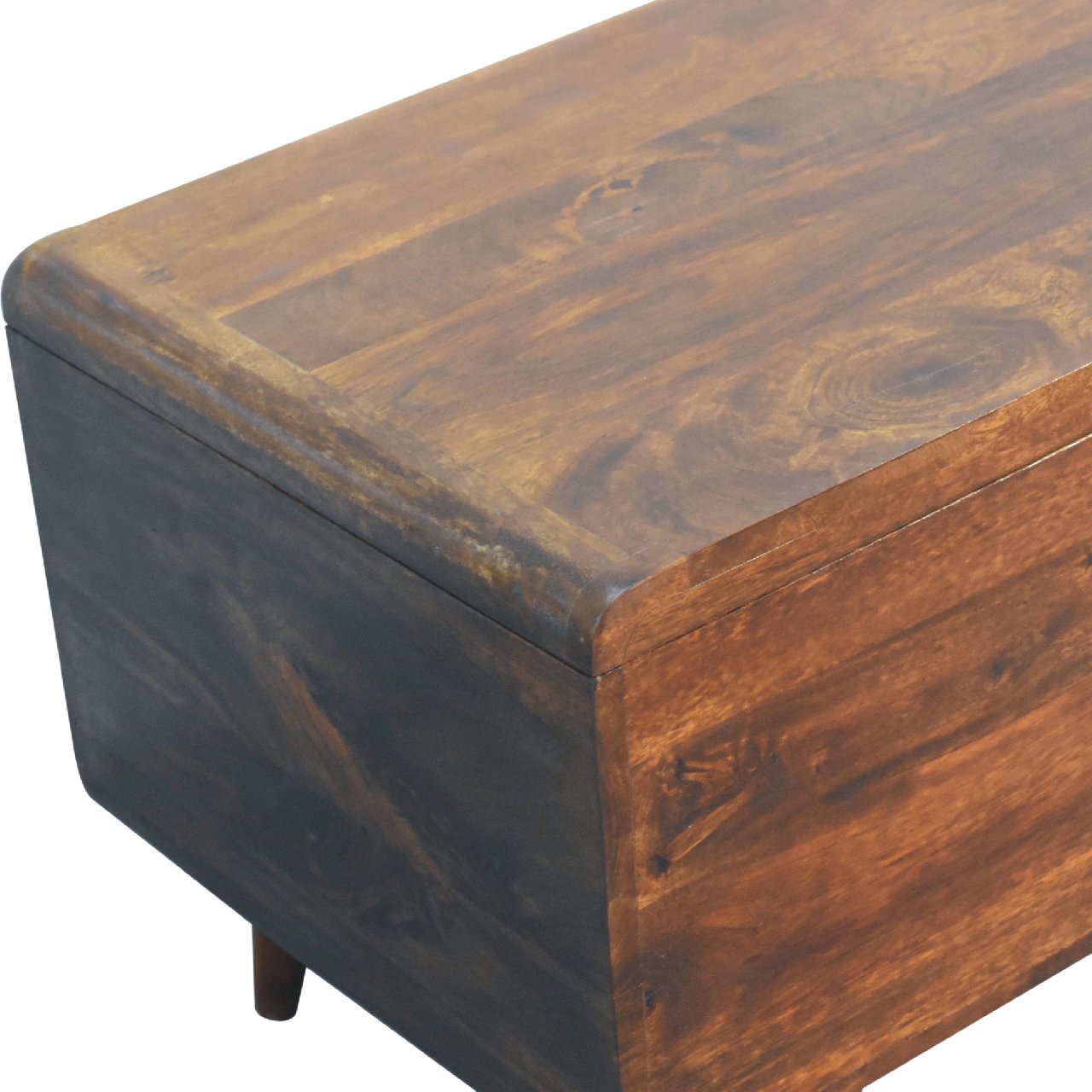 Curved Solid Wood Blanket Box In Chestnut Brown - Wood Velvet