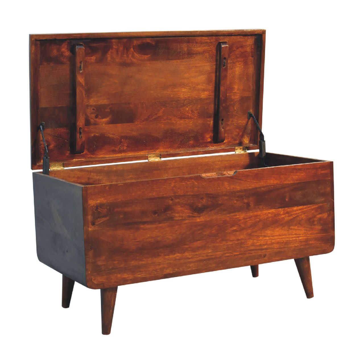 Curved Solid Wood Blanket Box In Chestnut Brown - Wood Velvet