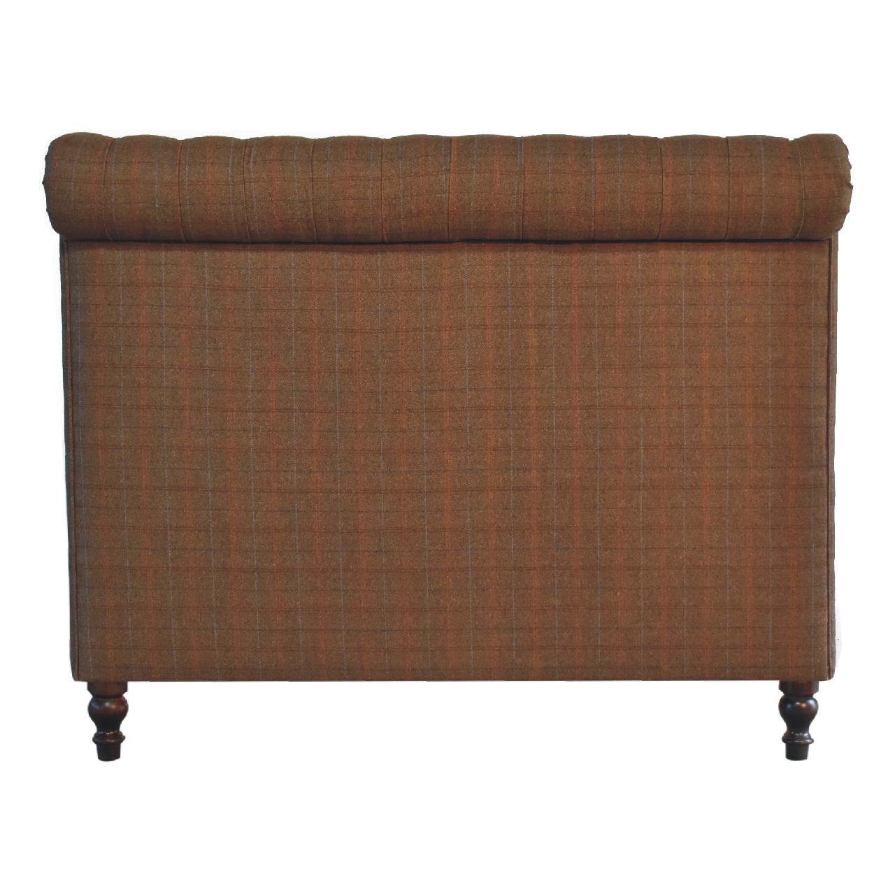 Multi Tweed Roll-top Sunk Button Bed Frame - Wood Velvet