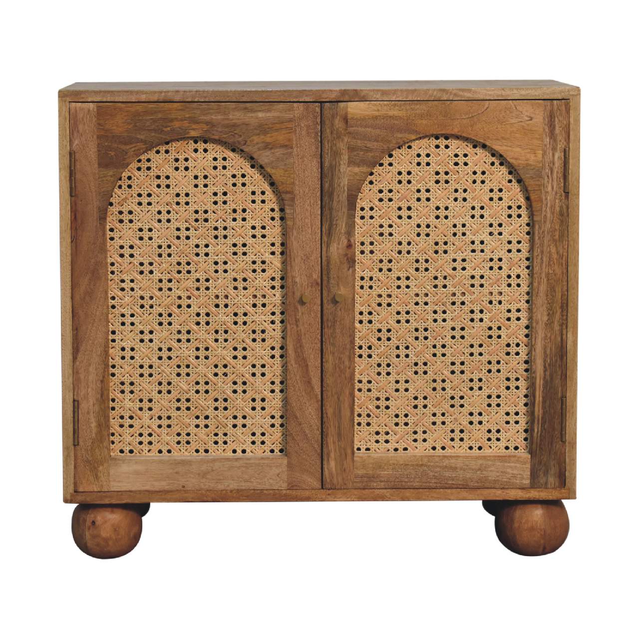 2-Door Rattan Nordic Style Wooden Cabinet - Wood Velvet