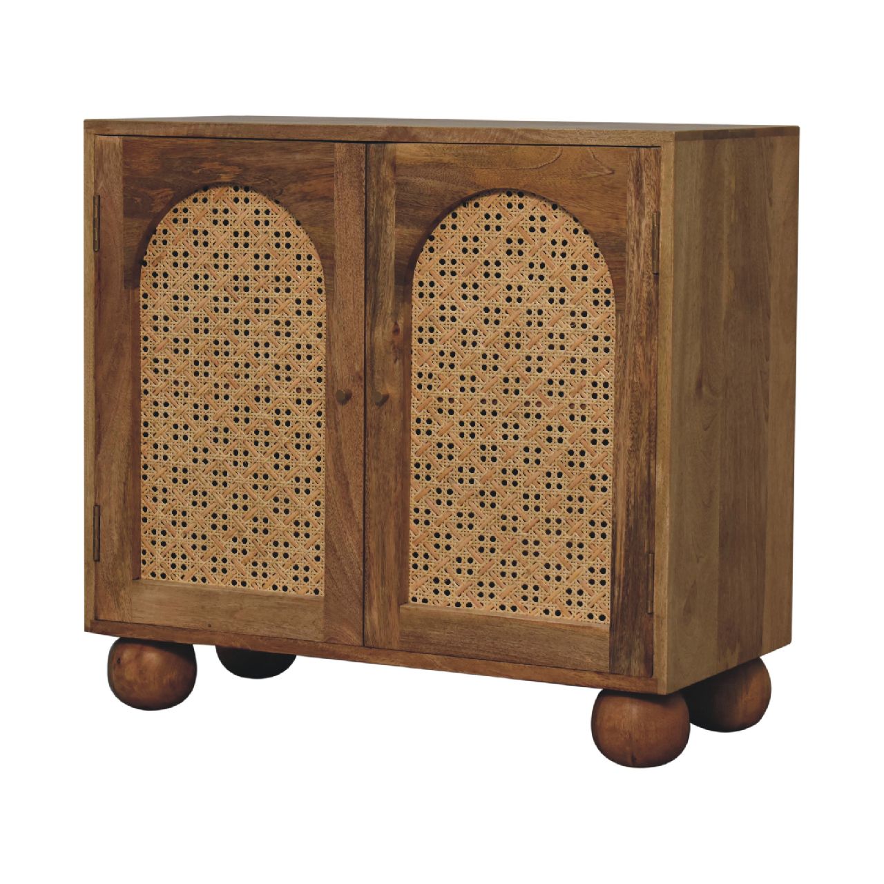 2-Door Rattan Nordic Style Wooden Cabinet - Wood Velvet