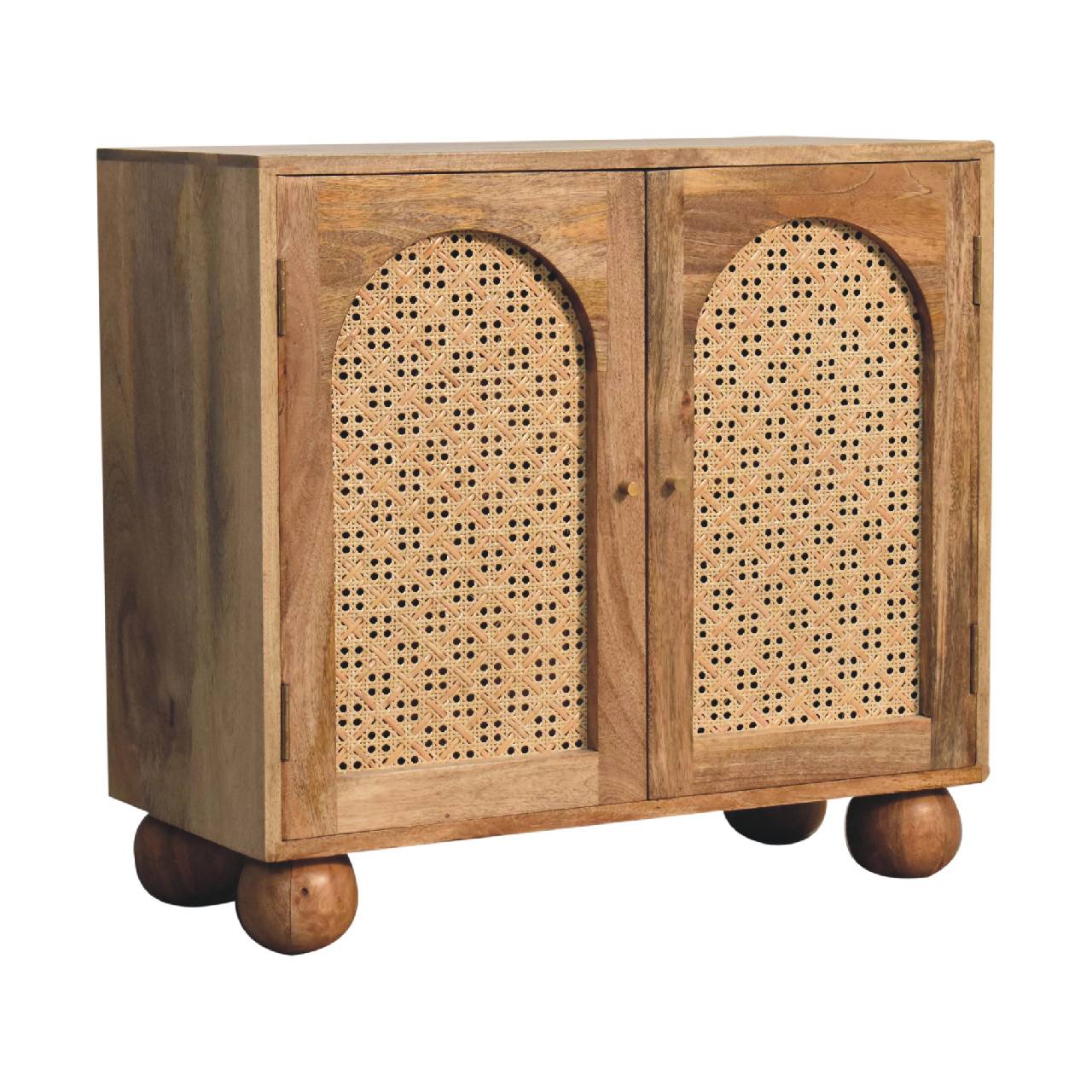 2-Door Rattan Nordic Style Wooden Cabinet - Wood Velvet