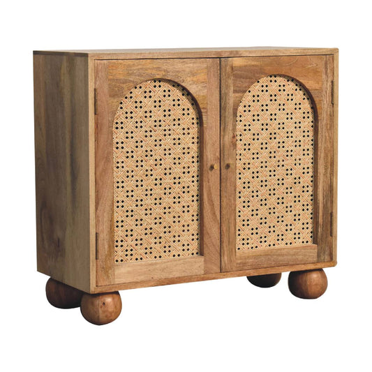 2-Door Rattan Nordic Style Wooden Cabinet - Wood Velvet