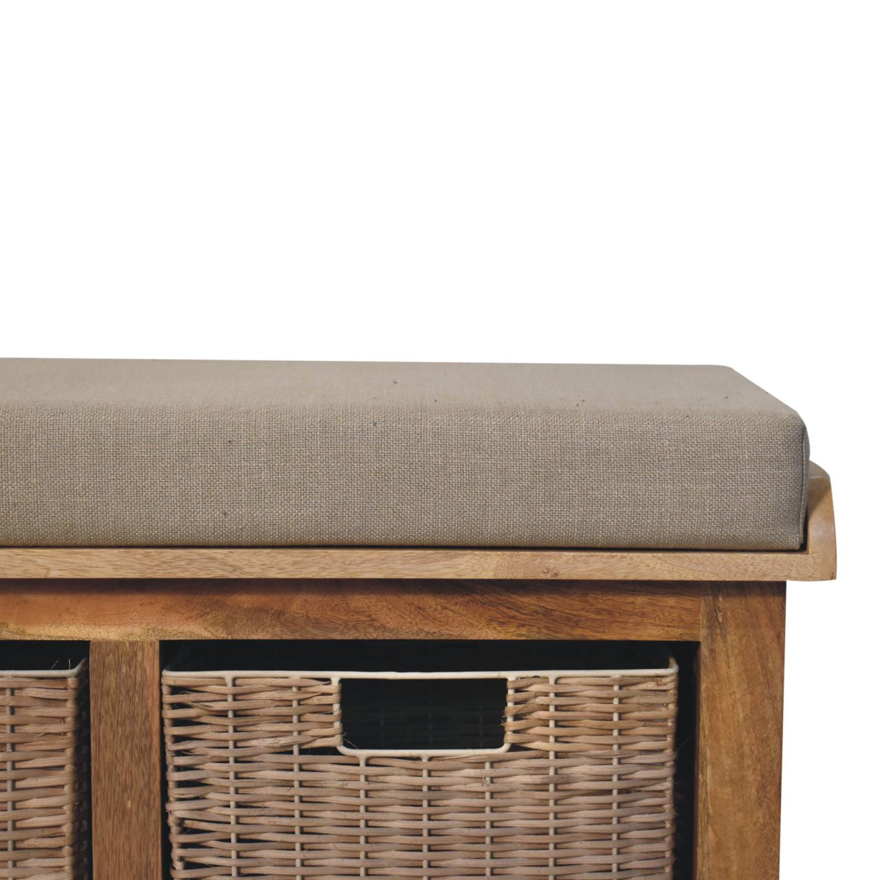 Rattan Basket Linen Bench Seat With Storage | Real Wood - Wood Velvet