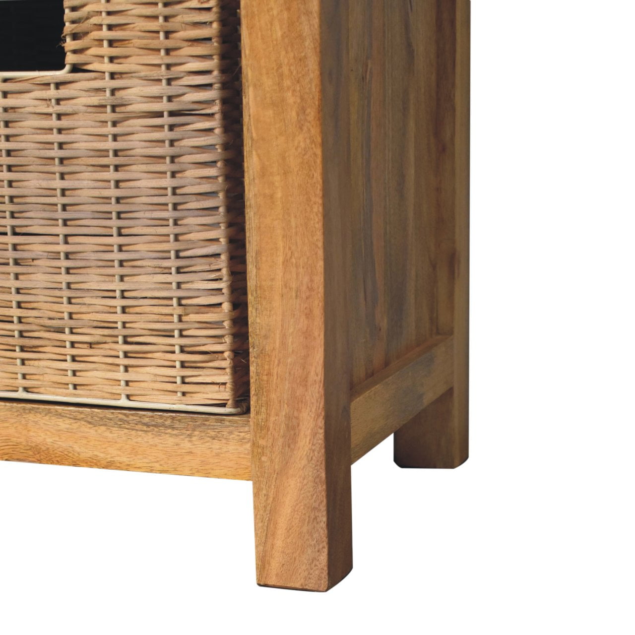 Rattan Basket Linen Bench Seat With Storage | Real Wood - Wood Velvet