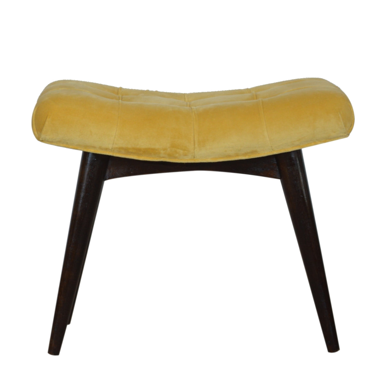Curved Mini Bench In Mustard Cotton Velvet - Wood Velvet