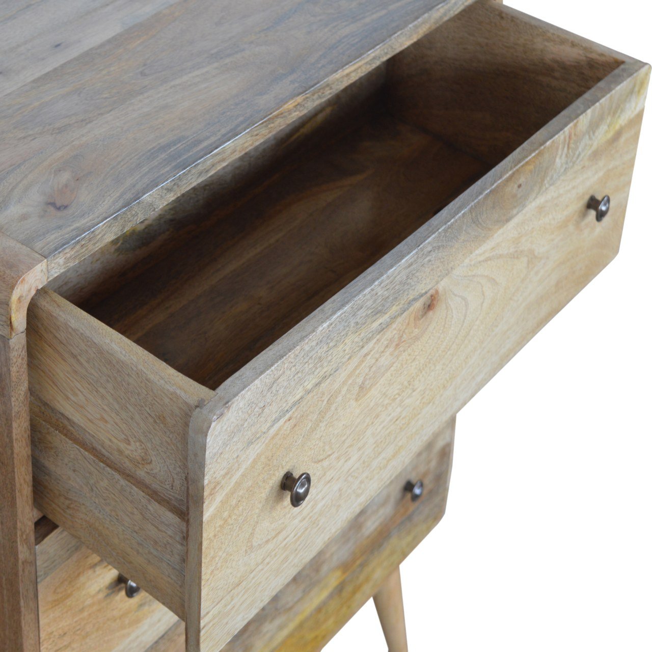 Curved Oak-like 3-Drawer Chest - Wood Velvet