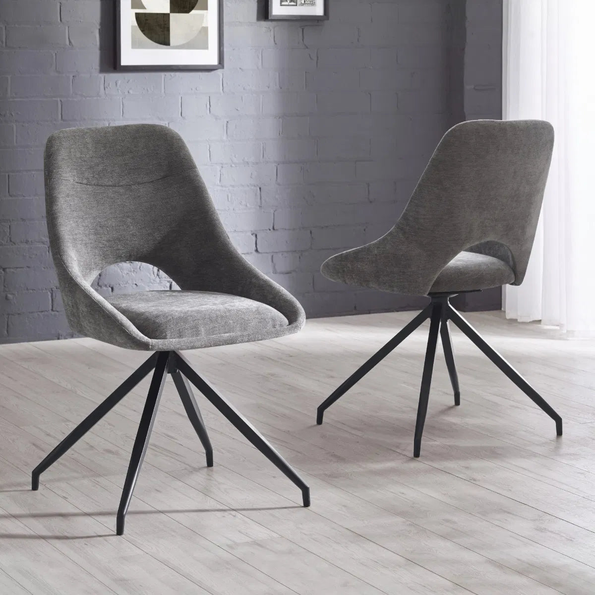 Swivel Return Dining Chair Set of 2 | Jonah | Julian Bowen - Wood Velvet