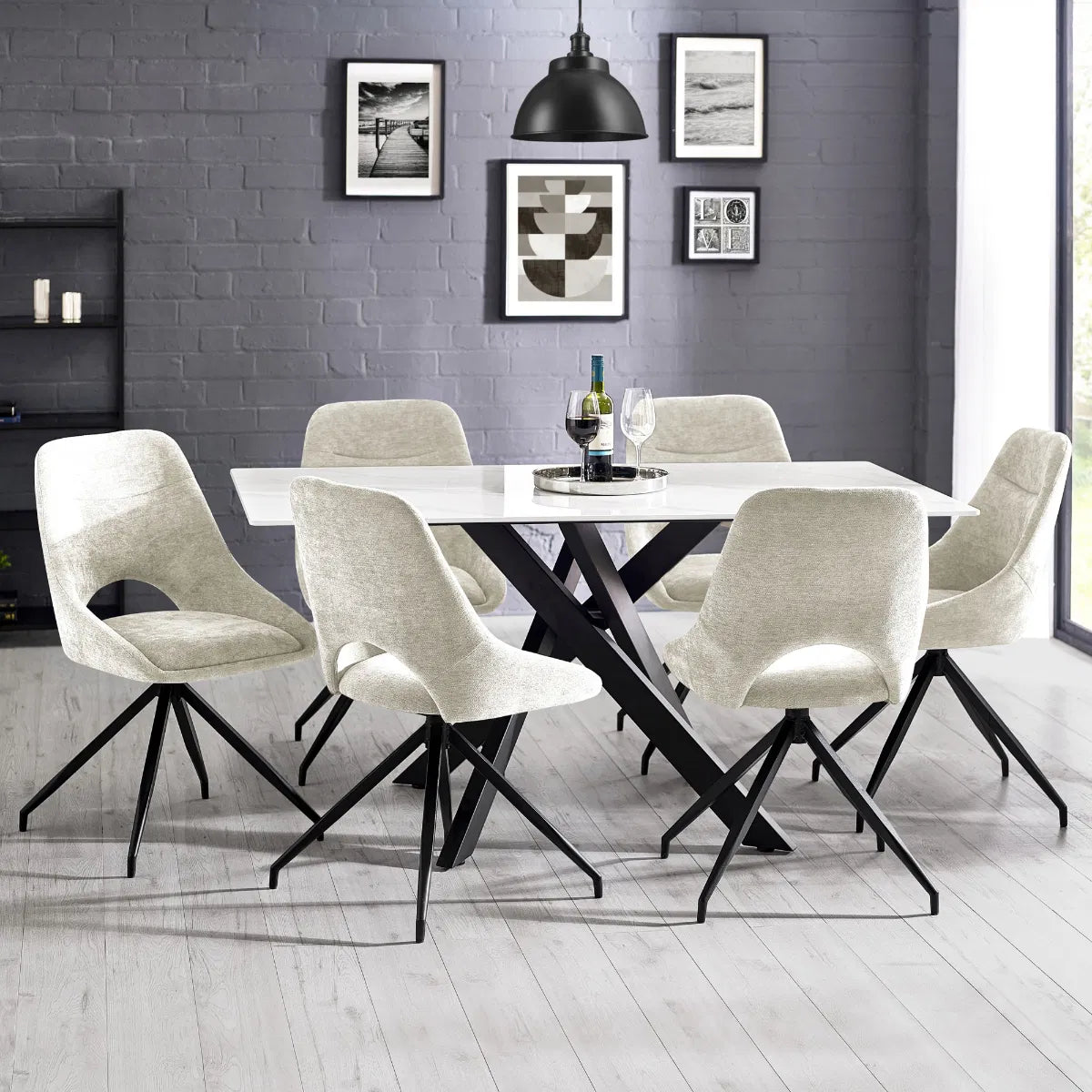 Swivel Return Dining Chair Set of 2 | Jonah | Julian Bowen - Wood Velvet