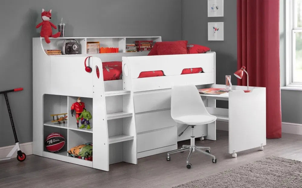 Julian Bowen Space Saver Childrens Midsleeper | Jupiter - Wood Velvet