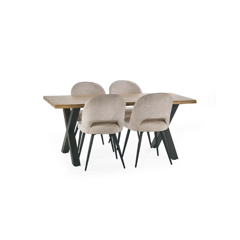 Julian Bowen Harvey Waved-edge Dining Table In Oak Effect - Wood Velvet