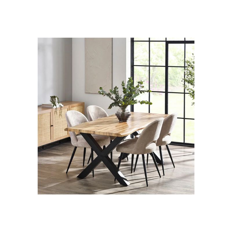 Julian Bowen Harvey Waved-edge Dining Table In Oak Effect - Wood Velvet