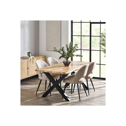Julian Bowen Harvey Waved-edge Dining Table In Oak Effect - Wood Velvet