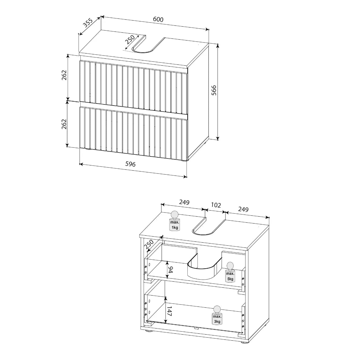 Julian Bowen Austin 2 Drawer Under Sink Cabinet in Artisan Oak - Wood Velvet