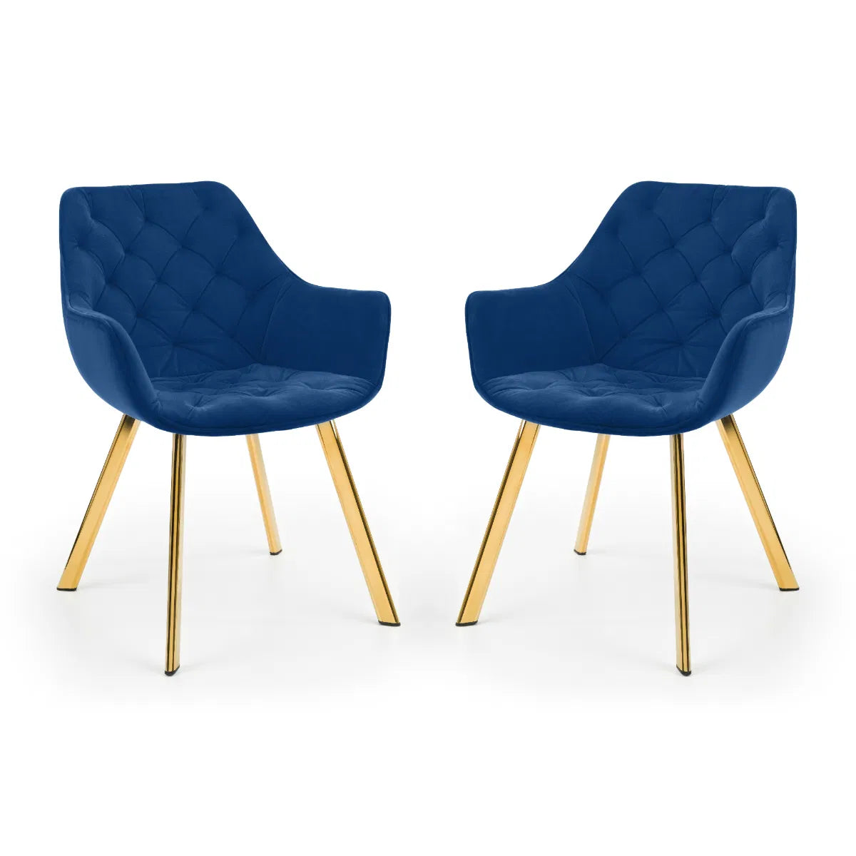 Lorenzo Dining Chairs In Luxo Blue Velvet | Set Of 2 | Julian Bowen - Wood Velvet