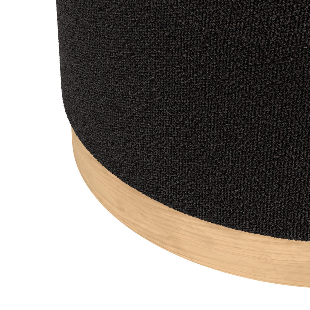 Daphne Black Chair & Large Pouffe By LPD Essentials - Wood Velvet