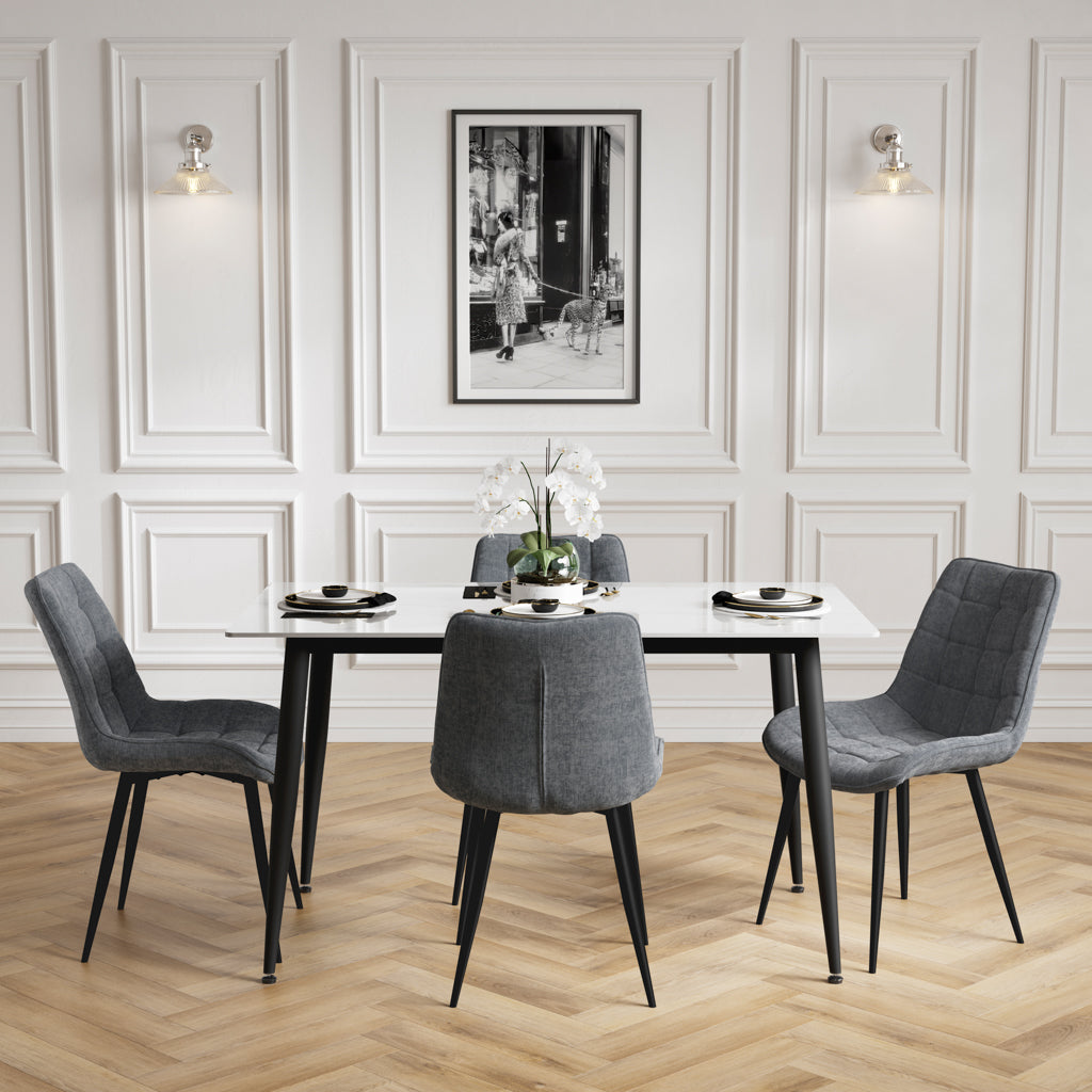Luna Marble Effect Dining Set By LPD Essentials - Wood Velvet