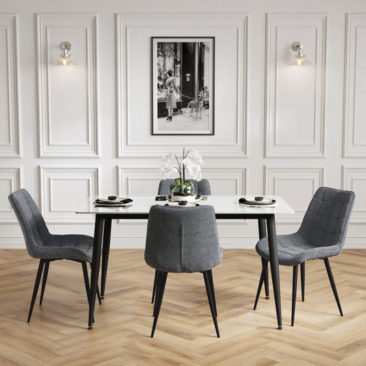 Luna Marble Effect Dining Set By LPD Essentials - Wood Velvet