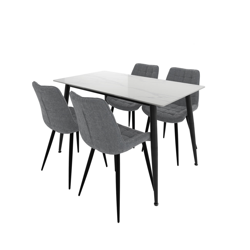Luna Marble Effect Dining Set By LPD Essentials - Wood Velvet