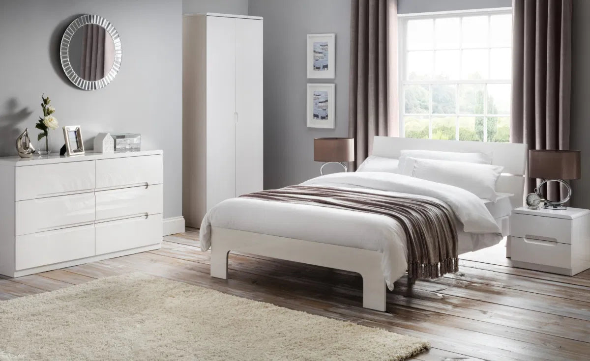 Ultra Chic High Gloss Wood Bedframe In White | King-size | Manhattan - Wood Velvet