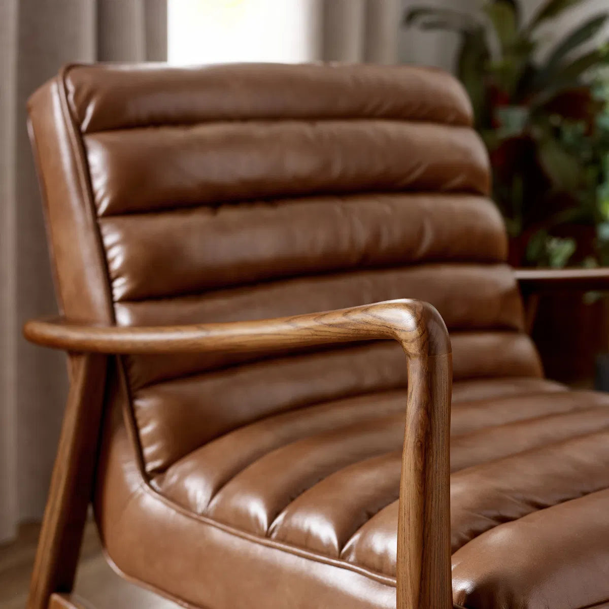 Julian Bowen Marshall Ribbed Accent Chair in brown - Wood Velvet