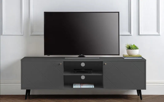 Sleek Grey & Gold Handled Media Unit | Moritz Range | Julian Bowen - Wood Velvet